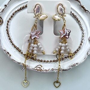 Handmade Freshwater Unicorn 🦄 Star ⭐️ Butterfly 🦋 Gold Plated Earrings S925 SS